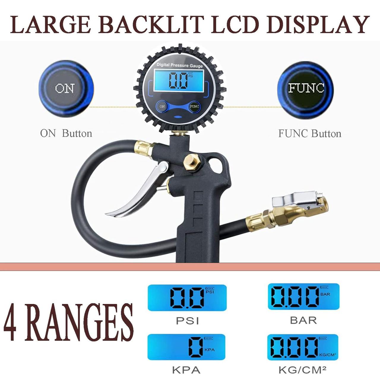 Digital Tire Inflator Gun with Pressure Gauge